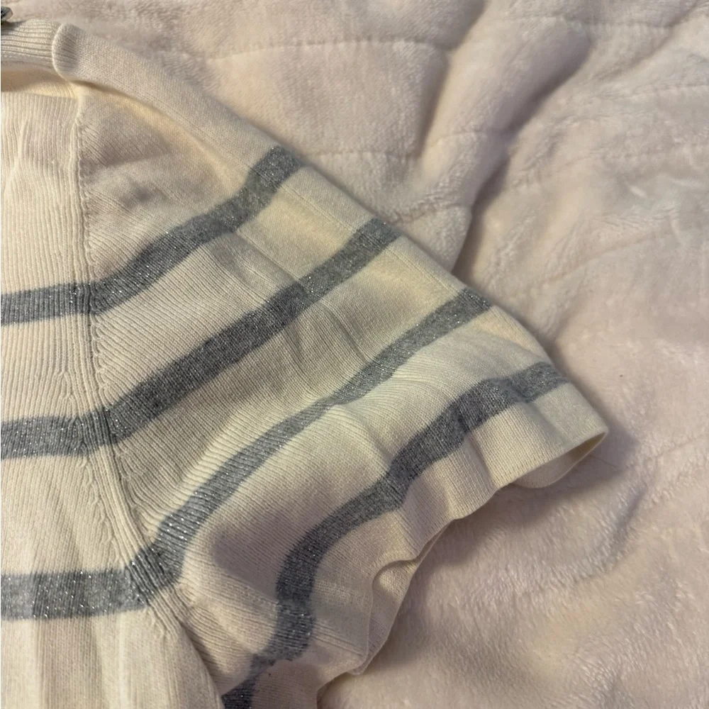 Talbots Cream Ribbed Knit Top - Picture 4 of 8